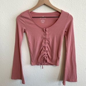 American Eagle Women’s Rib Knit Bell Sleeve Top